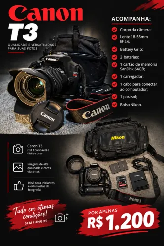 Canon t3 + batery grip+ lente
