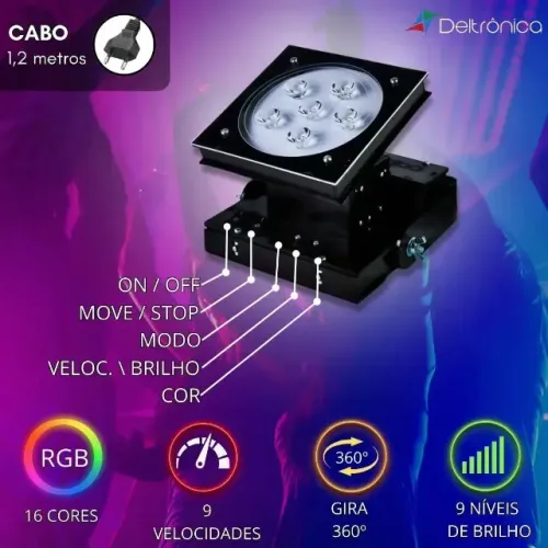 2 Mini Moving Deltrônica Canhão Refletor Par Led Rgb 18w