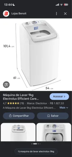 Máquina de lavar Electrolux 9kg