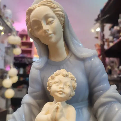 Escultura Antiga Maria e menino Jesus Assinado G. GURGEL .