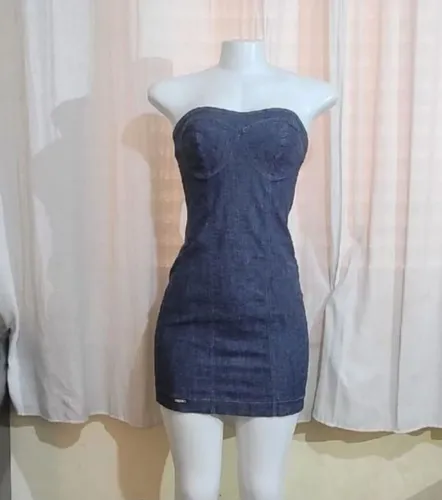 Vestido jeans tomara que caia tam P