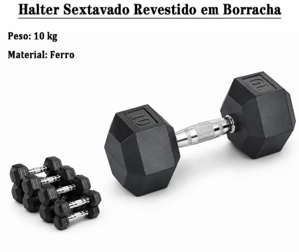 Par Halter 10kg sextavado cromado