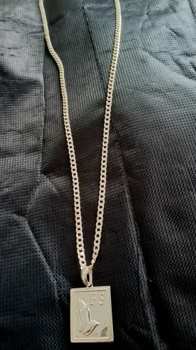 Prata cordão 5mm 70cm mais pingente 925 legítima vitalícia eterna