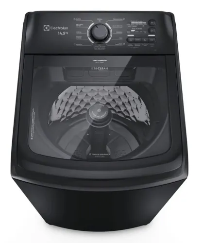 Máquina Electrolux 14,5kg Efficient Preta, Cesto Inox, Jet&Clean LEP15