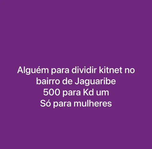 Kitnet dividir só com mulheres 500, para cada uma