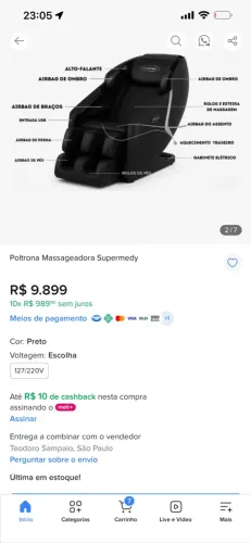 Cadeira de massagem Supermedy nova
