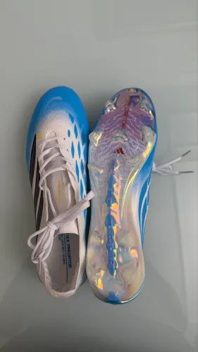Chuteira Adidas Predator 26 Elite Tongue FG - Branco Azul