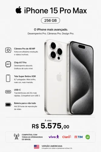 iPhone 15 Pro Max 256GB Branco