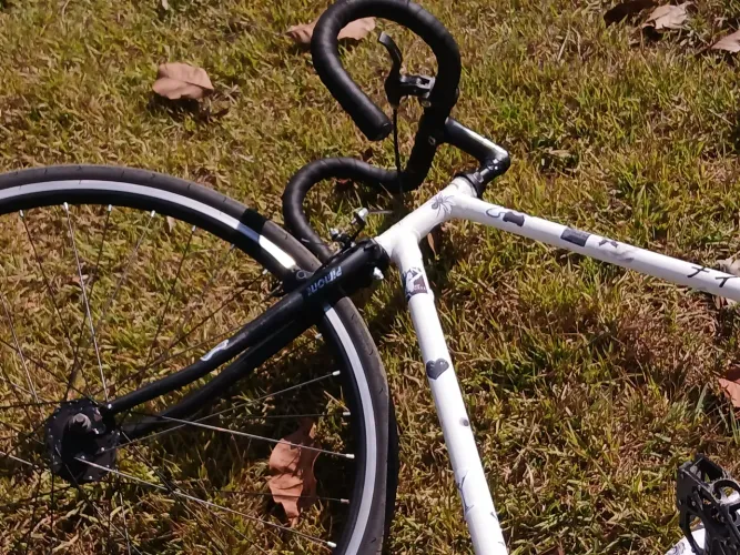 Caloi 10 branca convertida em fixa