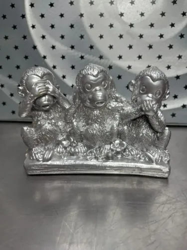 Escultura Gesso Trio Macacos Sábios