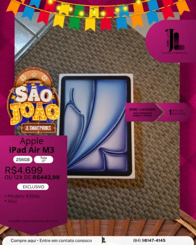 IPAD AIR M3, 256GB, TELA 11?, LACRADO, EXCLUSIVO!