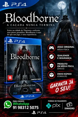 Jogo Bloodborne Mídia Física PS4 - Em Perfeito Estado (Compatível c/ PS5)