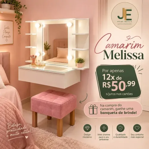 Camarim Melissa co. Banqueta e lâmpadas de brinde