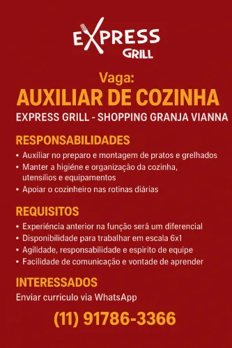 Auxiliar de cozinha e atendente
