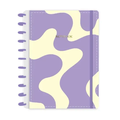 Caderno Ondas Lilás e Amarelo