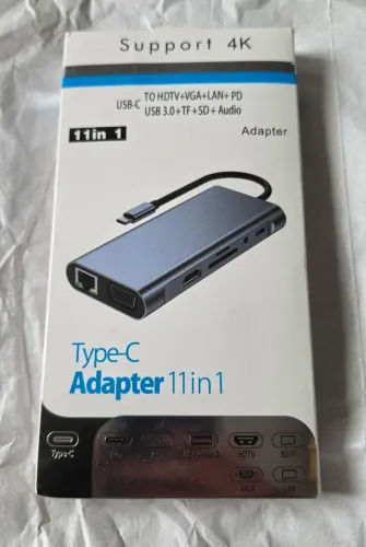 Hub 11 Em 1 Tipo C Usb 3.0 Hdmi Rj45 Micro Sd Tf Gigabit Prateado