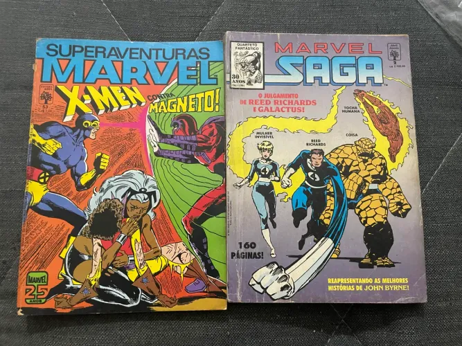 Lote 2 HQs Marvel Saga: X-Men vs Magneto + Quarteto Fantástico John Byrne - Editora Abril