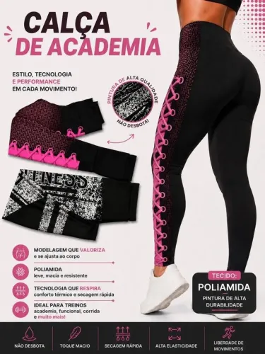 Calça de malhar com detalhes na lateral