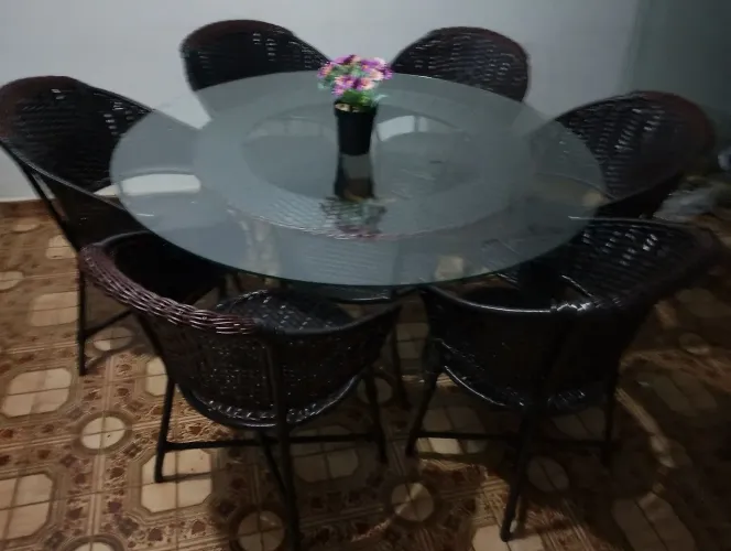 Jogo de mesa de alto padrão de vime sintético 