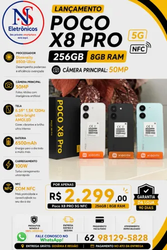 Celular Poco X8 Pro 5G NFC 08/256 Novo Entregamos Grátis