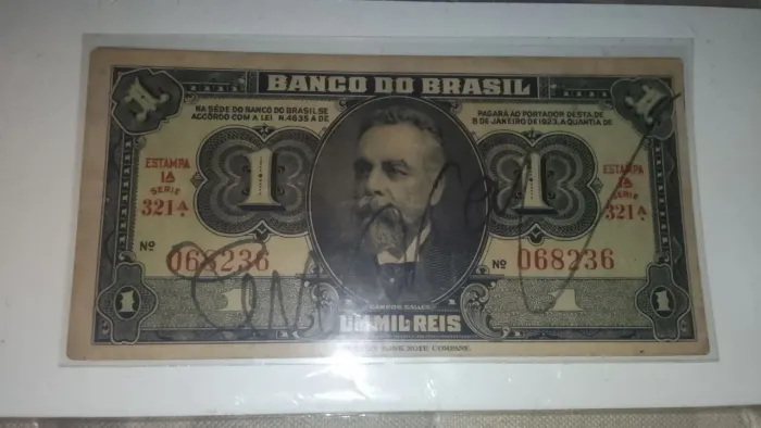Cédula Antiga 1 Mil Réis 1923 Original - Rara - Colecionador