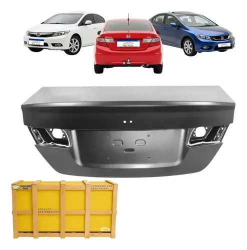 Tampa Traseira Honda Civic 2012 2013 2014 2015 2016 Preto Liso Para Pintura