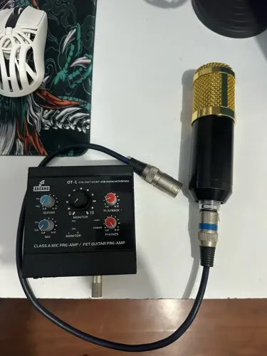 Kit Microfone BM800 + Interface de Áudio Arcano OT-1 USB 24 Bits
