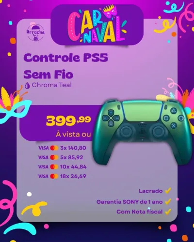 Controle PS5 Chroma Teal (Verde) - Lacrado