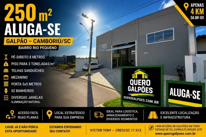 Galpões de 250 m2 Camboriu sc Bairro Rio Pequeno