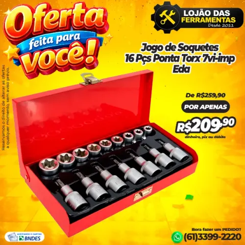 Jogo de Soquetes 16 Pçs Ponta Torx 7vi-imp Eda