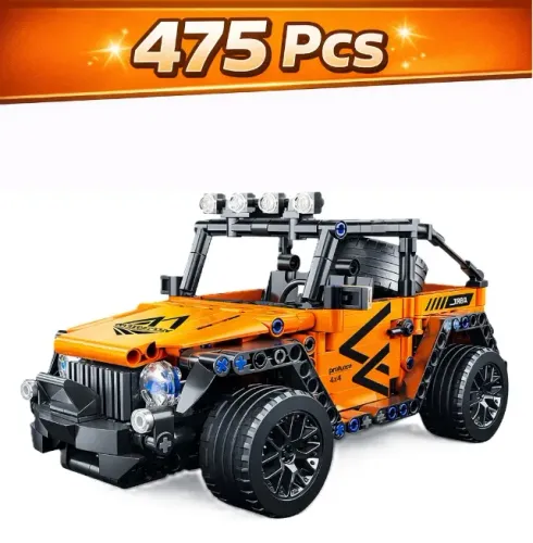 Carro Jeep Off-road 4x4 Inercial Bloco de Montar 475 Peças 1:18