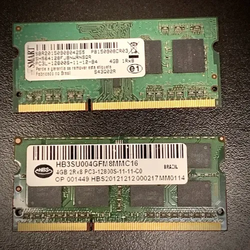 Memórias notebook 8GB total (2x4GB) 1600MHz DDR3 