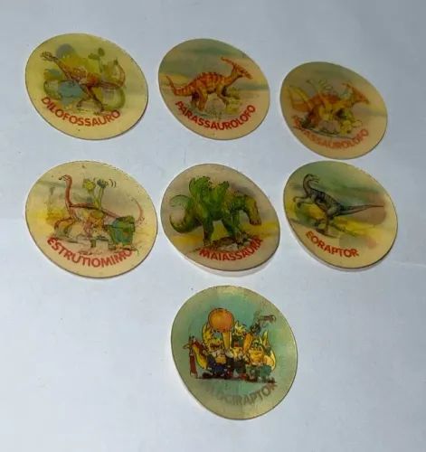 Lote 7 Tazos Holográficos Gang Sauros Elma Chips 1993 Raros Anos 90