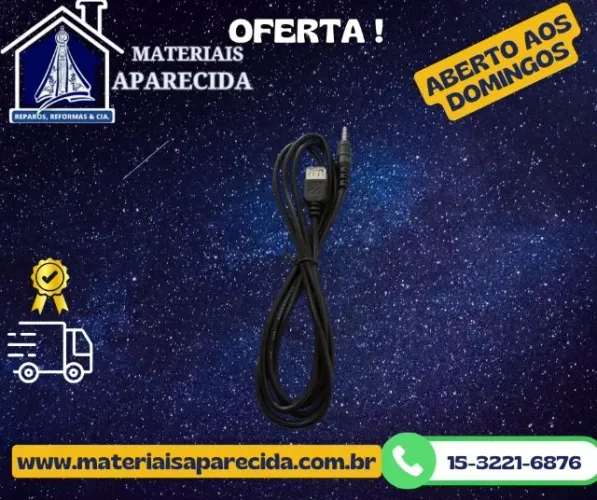 Cabo Audio Auxliar P2 x USB Femea 1,5m IDEA 