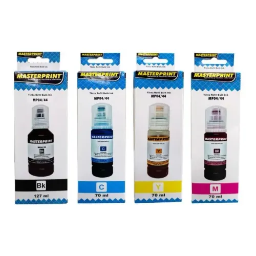 Kit 4 Refil Tinta T504/t544 Compatível Epson L3210 L3150 L3250 L3110 MasterPrint