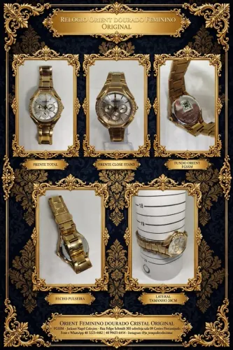RELOGIO ORIENT FEMININO DOURADO CRISTAL ORIGINAL FGSSM 047 50M - 3 MOSTRADORES