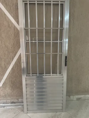 Porta Social Alumínio 210x80 Com Grade - Leia Descrição 