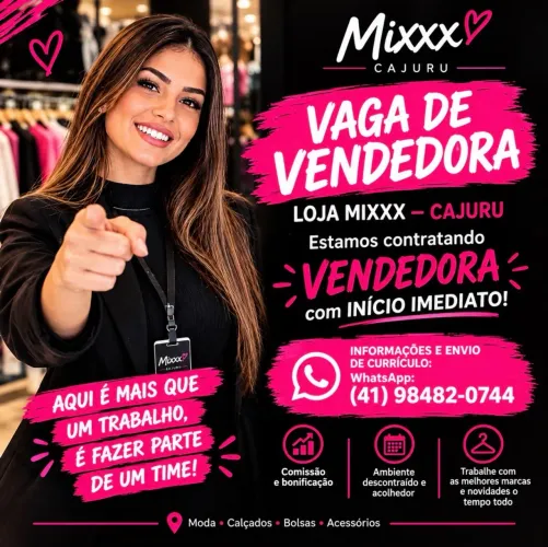 Vaga para vendedora