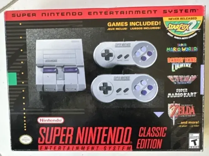 Super Nintendo Classic Edition Original Nintendo - Caixa + 2 Controles