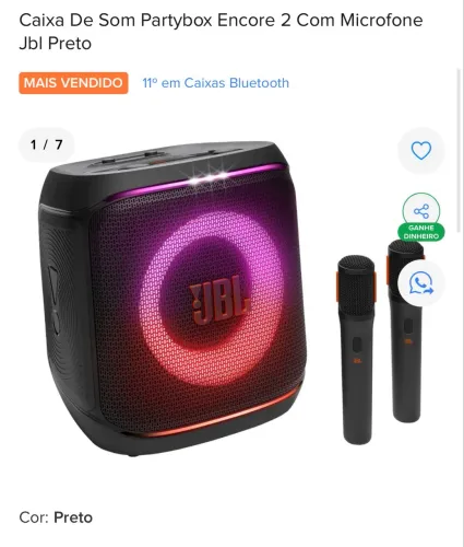 Caixa de Som JBL Partybox Essential 2 com 2 microfones