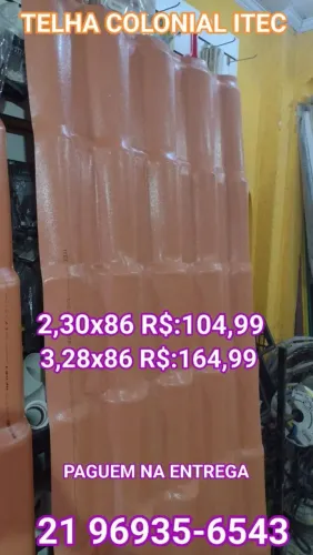 Telha Colonial de PVC gomos largos ITEC 