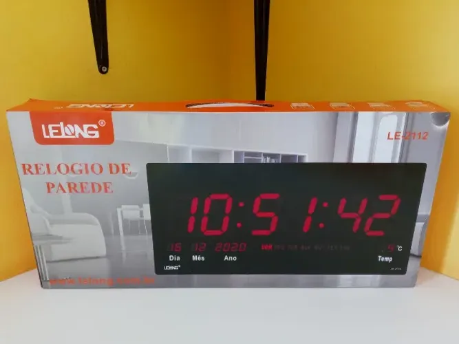 Relógio de Led de Parede Lelong LE-2112 - 46cm x 22cm - NOVO