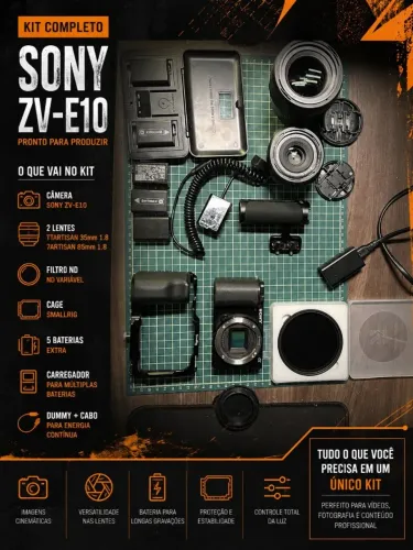 KIT SONY ZVE10 + 2 LENTES E ACESSORIOS