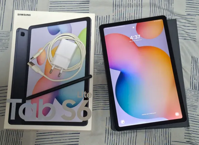 Samsung Tab S6 Lite + Chip 4G + Capa + Caixa + Caneta S-Pen da Samsung + Cabo e Carregador