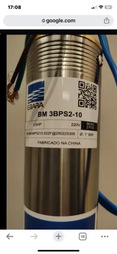 Bomba Submersa Ebara 0,5 HP 220V Inox