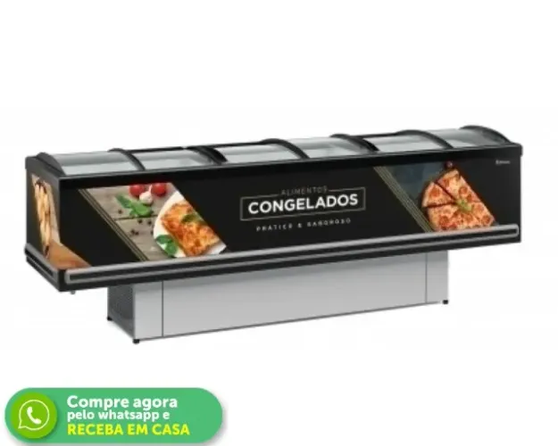 Ilha para Congelados 3M Vidro Curvo Preta Gelopar