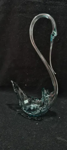 Centro de Mesa Cisne em Vidro Artístico Azul