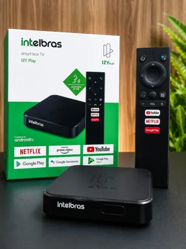 Smart Box Tv Intelbras Izy Play Controle Remoto De Voz