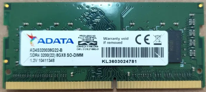 Memória RAM SO-DIMM DDR4 8gb 3200Mhz
