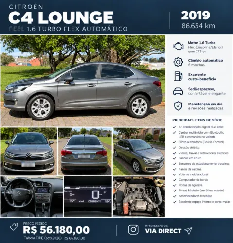 Citroen C4 Lounge Feel 1.6 Turbo Flex Aut. 2019